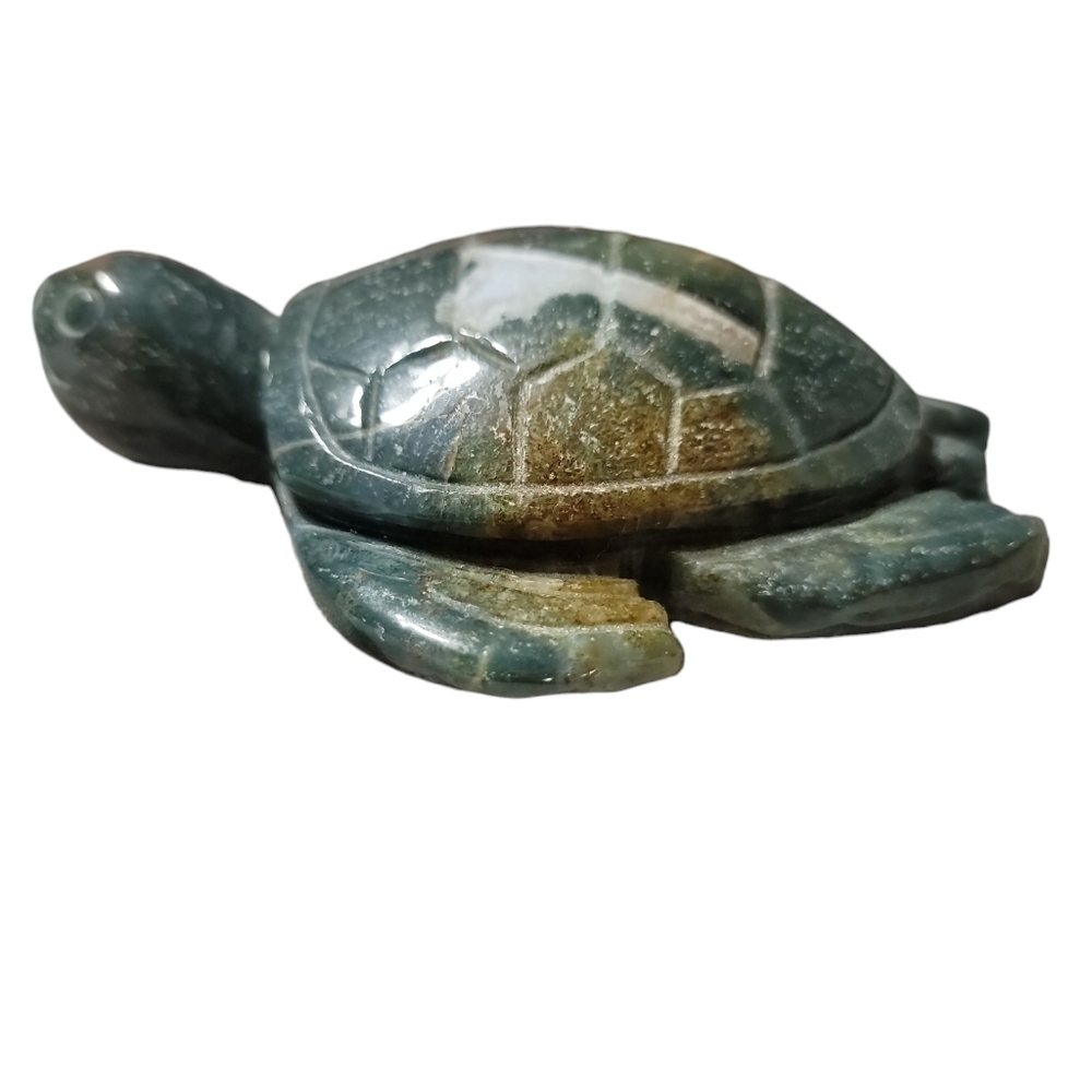 Hand carved | Art | Green Jasper Quartz Sea Turtle Crystal Carving
